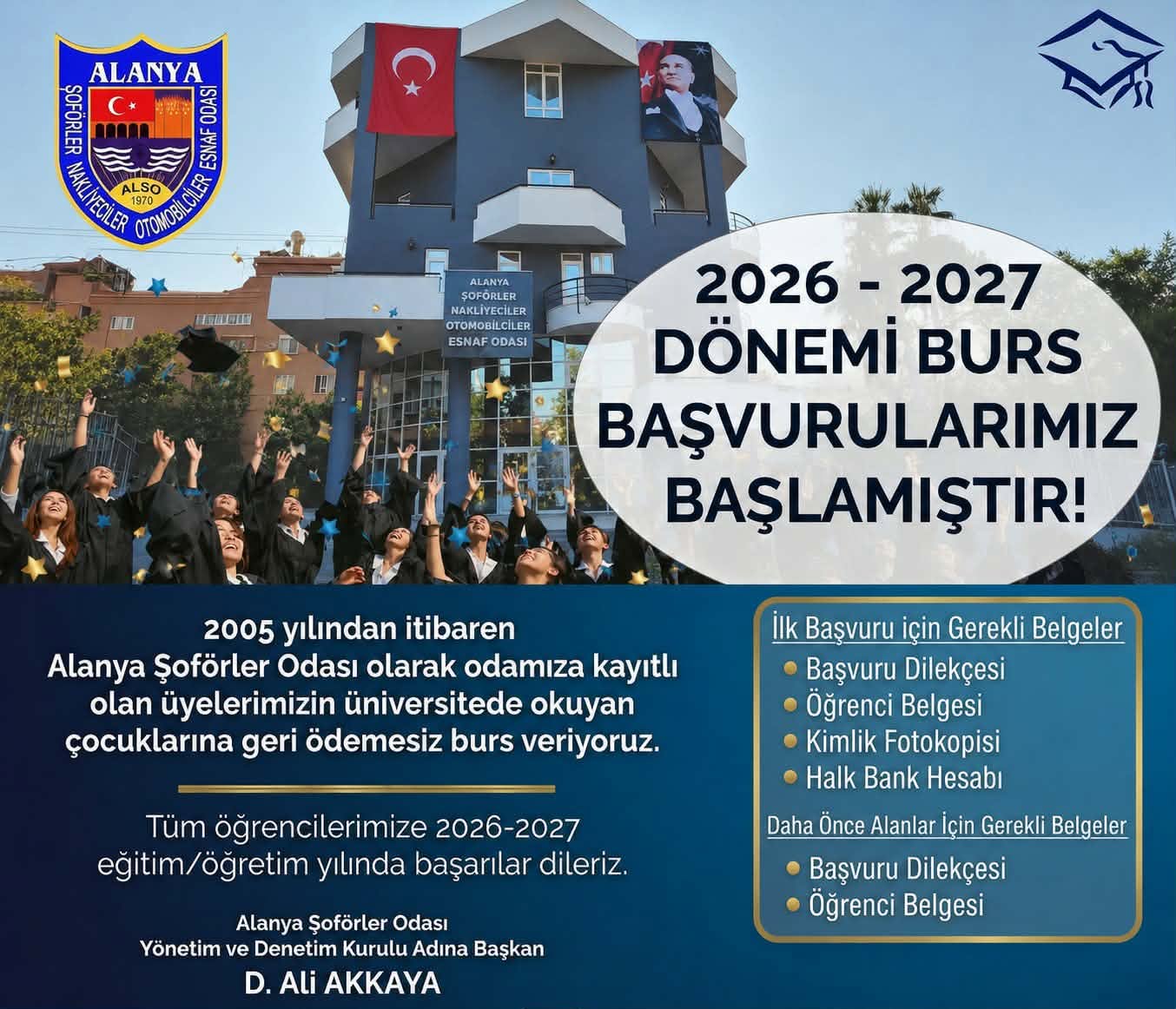 ALANYA ŞOFÖRLER ODASI'NDAN ÜNİVERSİTELİ GENÇLERE BURS DESTEĞİ...