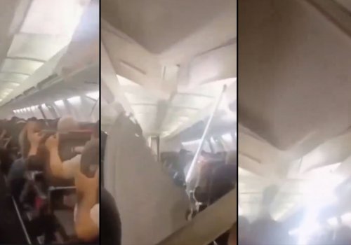 Yolcu uçağında korku dolu anlar: Tavan panelleri kabine düştü...